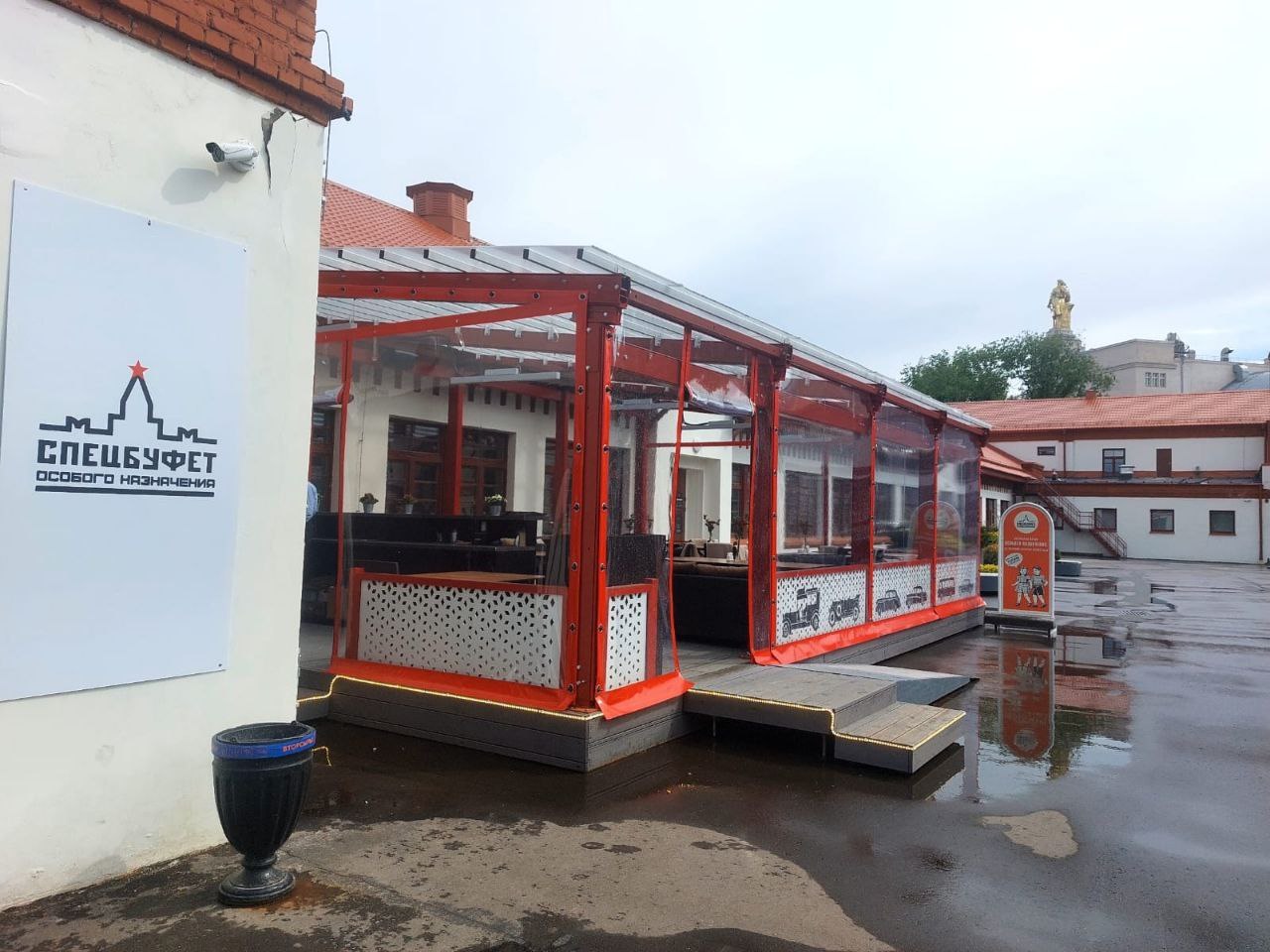 ПВХ шторы для летней террасы кафе в посёлке Лопатино